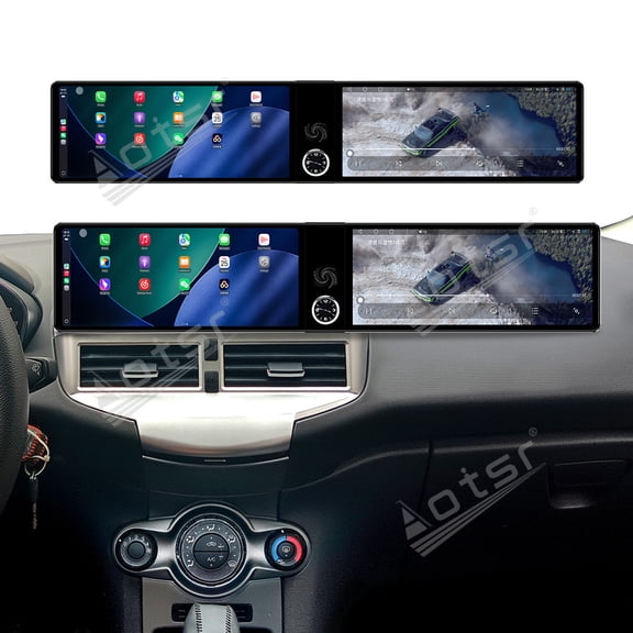 Aotsr Dual 12.3 inch Touch Screen Android 13 Qualcomm 8 CORE Carplay Car Radio For Ford Fiesta 2009-2014 Car GPS Navigation Multimedia