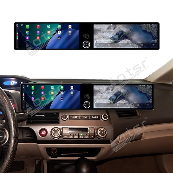 Aotsr Dual 12.3 inch Touch Screen Android 13 Qualcomm 8 CORE Carplay Car Radio For Honda Civic 2006-2011 Car GPS Navigation Multimedia