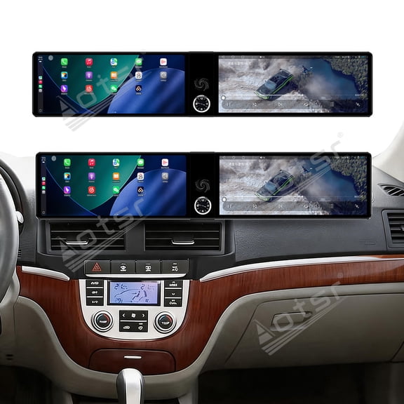 Aotsr Dual 12.3 inch Touch Screen Android 13 Qualcomm 8 CORE Carplay Car Radio For Hyundai Santa Fe 2006-2012 Car GPS Navigation Multimedia