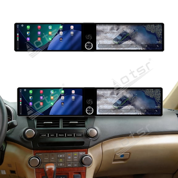 Aotsr Dual 12.3 inch Touch Screen Android 13 Qualcomm 8 CORE Carplay Car Radio For Toyota Highlander 2009-2014 Car GPS Navigation Multimedia