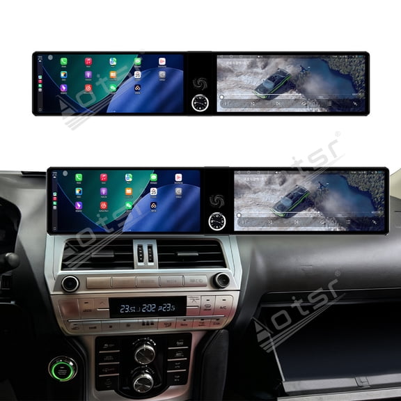 Aotsr Dual 12.3 inch Touch Screen Android 13 Qualcomm 8 CORE Carplay Car Radio For Toyota Land Cruiser Prado 2018-2022 Car GPS Navigation Multimedia