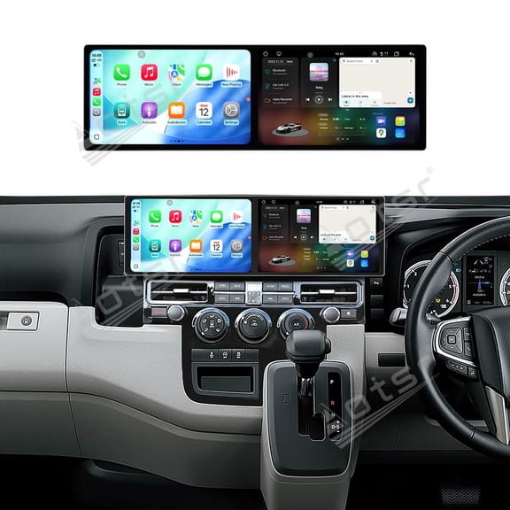 Aotsr Dual 9.1 inch Screen Car Radio For Toyota Hiace 2019+ Android 15 Multimedia Player GPS Navigation Auto DSP Stereo Host