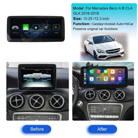 Aotsr Ultra Narrow 10.25 inch 1920 * 720 Car Radio for Mercedes Benz A B CLA GLA 2016-2018 Linux CarPlay Multimedia Screen Audio Stereo Upgrade Touch Screen Bluetooth Head Unit