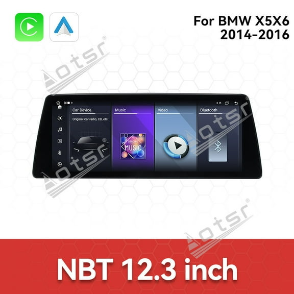 Aotsr Ultra-Thin 12.3 Inch Wireless CarPlay+Android Auto Retain Original Car Function Car Radio Stereo Multimedia Receiver for BMW X5/X6 2014-2016 Compatible with Original Car NBT System