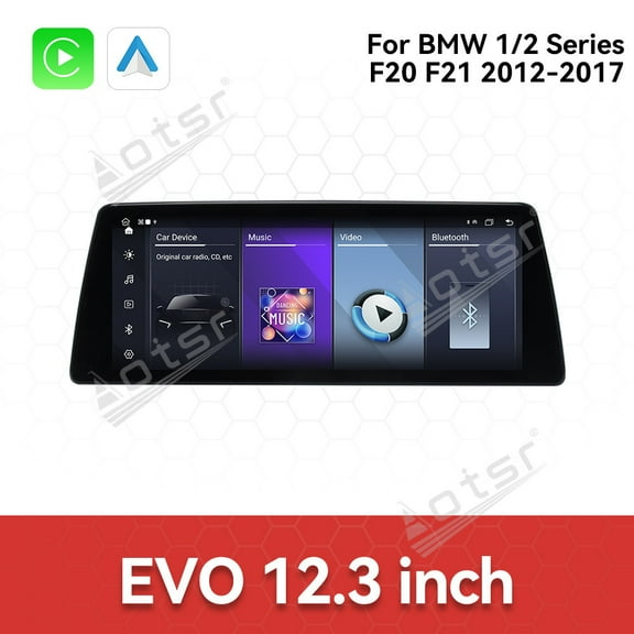 Aotsr Ultra-Thin 12.3" Wireless CarPlay+Android Auto Retain Original Car Function Car Radio Stereo Multimedia Receiver for BMW 1/2 Series F20/F21 2012-2017 Compatible with Original Car EVO System