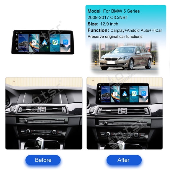 Aotsr Upgrade 12.9 Inch Car Radio Linux For BMW 5 Series NBT 2013-2017 Multimedia Player GPS Navigation Android Auto CarPlay Head Unit