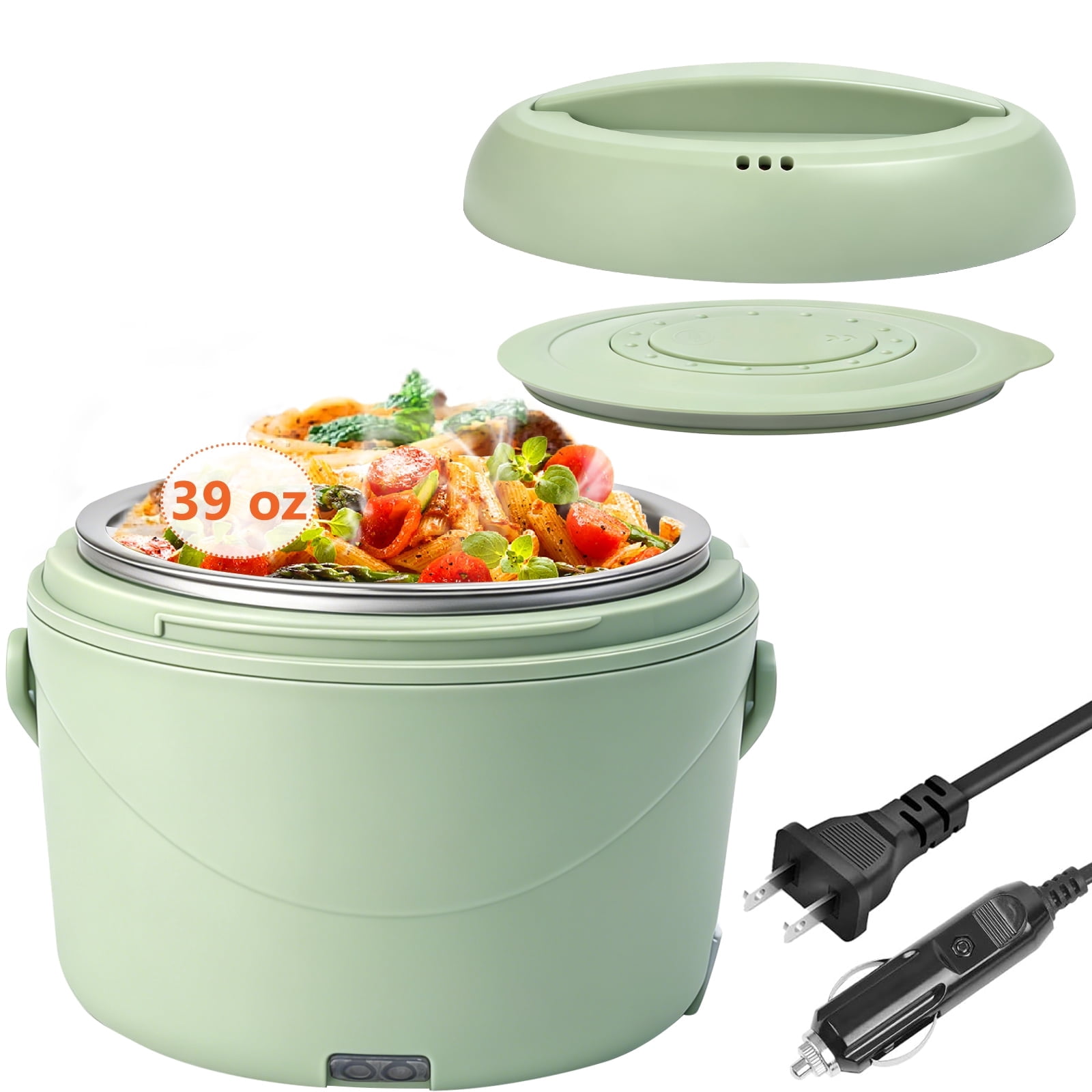Aotto Electric Lunch Box Food Warmer, 39 oz Personal Food Heater 4 in 1 Heated Lunch Box for Office/Car/Truck/Travel, 12V/24V/110V/220V