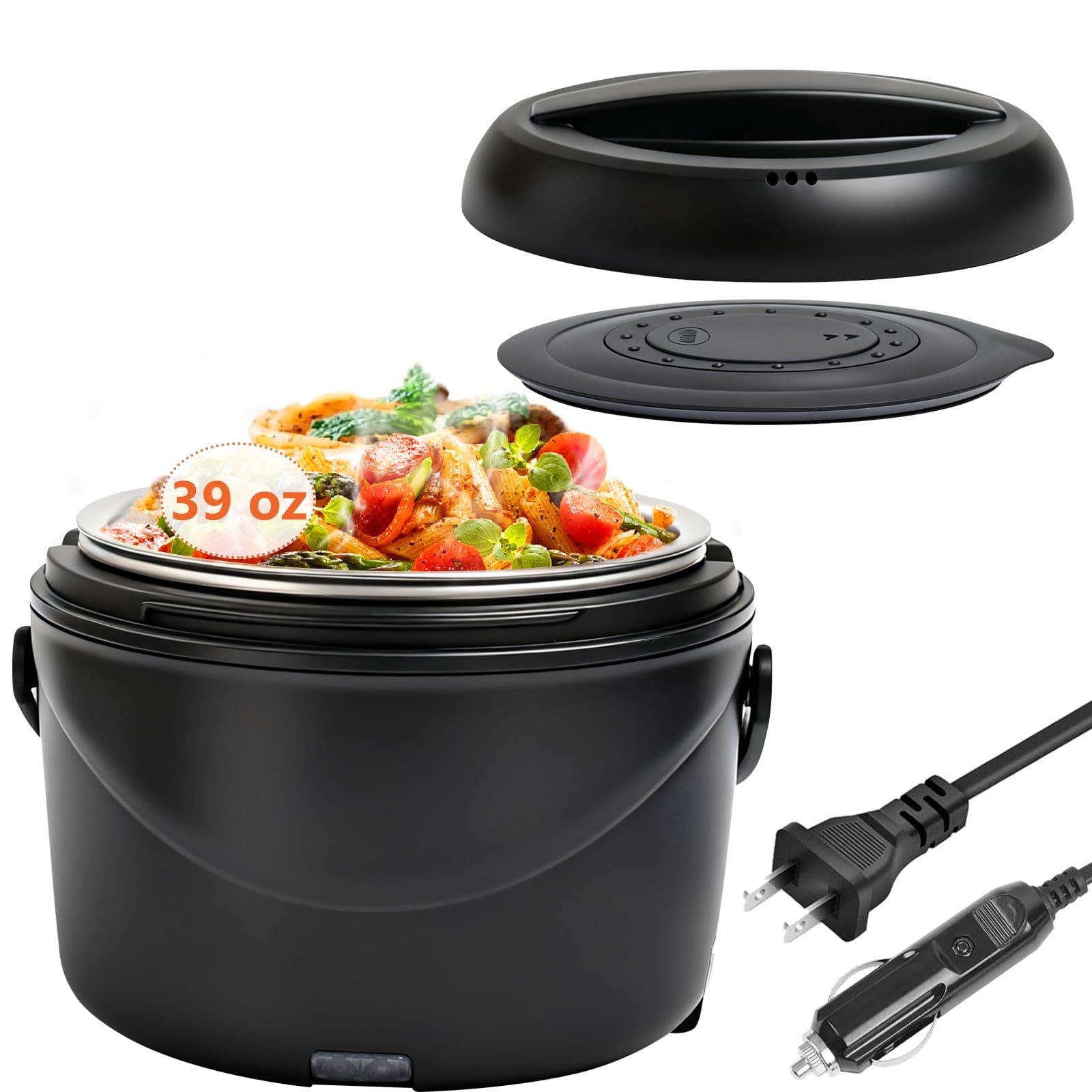 Aotto Electric Lunch Box Food Warmer, 39 oz Personal Food Heater 4 in 1 Heated Lunch Box for Office/Car/Truck/Travel, 12V/24V/110V/220V