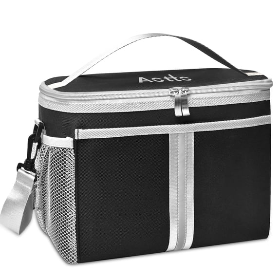 Aotto Lunch Box Cooler Bag, Versatile Insulated Lunchbox for Men Women Leak-Proof Cooler Tote Bag Organizer for Adults Work Outdoor Trips Black
