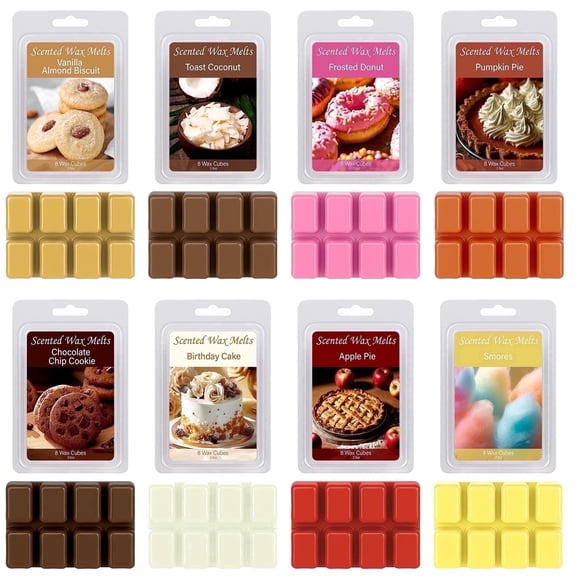 Giphtpoeet Scented Wax Melts 8 Pack Natural Soy Wax Cubes/Tarts Sweet Long Lasting Strong Fragrance for Home
