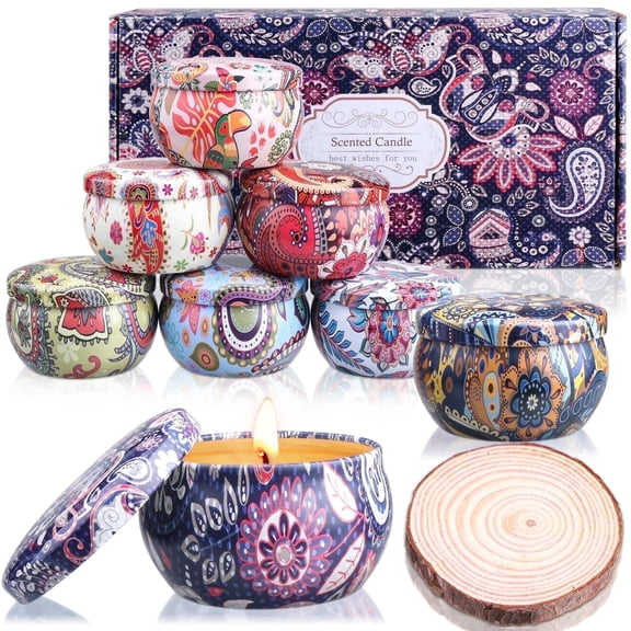 Giphtpoeet 8 Pack Scented Candles Set Natural Soy Wax Fragrance Gift Candle with Mat for Valentine's Day, 20oz