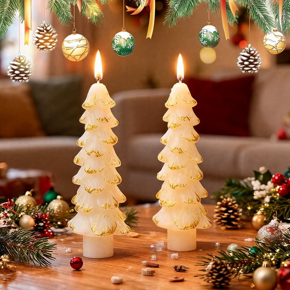 Giphtpoeet Christmas Tree Candles 2 Pack Unscented White Taper Candles 5 inch for Wedding, Holiday, and Party Decorations