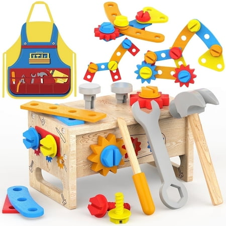Toys for Boys 3-6 Years Kids Tool Set for Boys Pretend Play Work Bench Toy Set Educational Construction Montessori STEM Learning Kit for Toddler Boys, Age 2-6