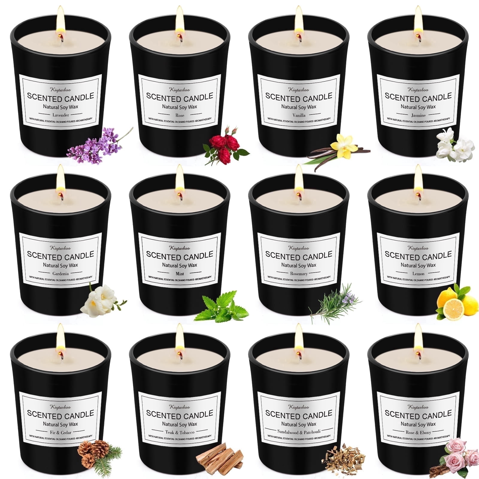 Giphtpoeet Scented Candles 12 Gift Sets for Women Natural Soy Wax Christmas Birthday Gift Candles Burning Time for 240h