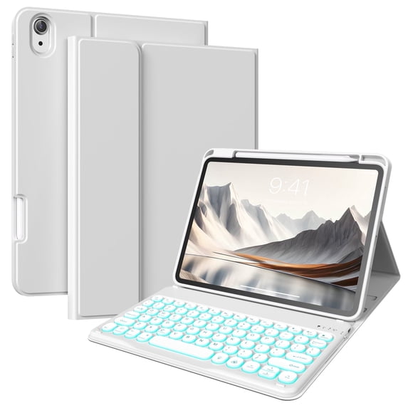 Aoub Backlit Keyboard Case for iPad 11th/10th Generation A16 with Pencil Holder 11inch/10.9 inch, Magnetic Detachable Wireless Bluetooth Folio Stand Rechargeable Keyboard Cover, Grey