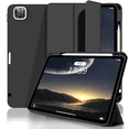 thumbnail image 1 of Aoub Case for Air 13 inch M2 2024 iPad Pro 12.9 inch 6th Generation 2022 / 5th Gen 2021 with Pencil Holder, Auto Wake/Sleep, Support iPad 2nd Pencil Charging, Tri-fold Stand， Black, 1 of 8