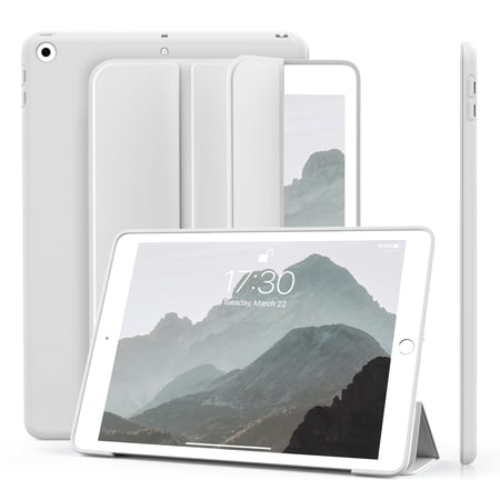 Aoub Case for iPad 9th 8th 7th Generation 10.2 inch 2021/2020/2019, Trifold Stand Shockproof Soft TPU Back Cover, Auto Sleep/Wake, Gray