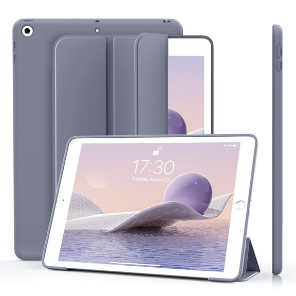 Aoub Case for iPad 9th 8th 7th Generation 10.2 inch 2021/2020/2019, Trifold Stand Shockproof Soft TPU Back Cover, Auto Sleep/Wake, Purple