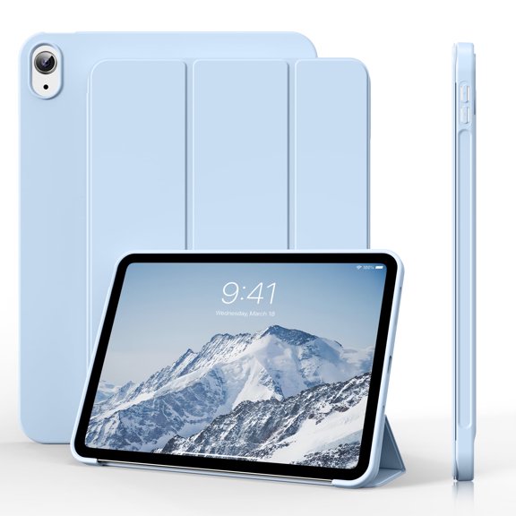 Aoub Case for iPad (a16) 11th 10th Generation 11 inch / 10.9 inch 2025 / 2022, Auto Wake/Sleep, Tri-fold Stand Smart Case Soft TPU Back Case, Blue