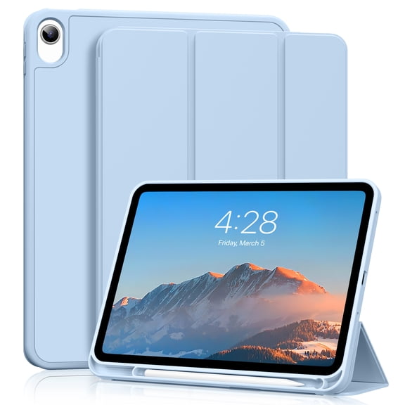 Aoub Case for iPad (A16) 11th Generation Case 2025, iPad 10th Generation Case 2022, Tri-fold Stand Smart Case Soft TPU Back Case with Pencil Holder, Auto Sleep/Wake (Blue)