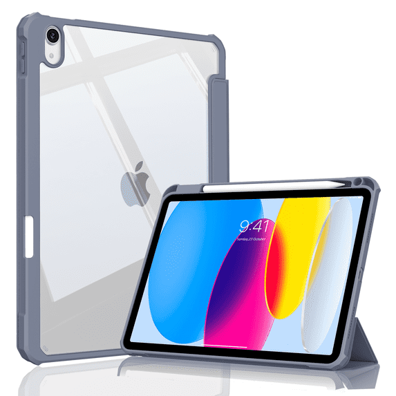 Aoub Hybrid Slim Case for iPad A16 11th Generation 11 inch 2025 / iPad 10th generation 10.9 inch 2022 with Pencil Holder, Clear Transparent Back, Auto Sleep/Wake, Purple