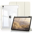 thumbnail image 1 of Aoub Hybrid Slim Case for iPad Air 11 Inch Case 2025/2024 /Air 5th 4th Generation 10.9 Inch 2022/2020 with Pencil Holder, Clear Transparent Back, Auto Wake/Sleep, Black, White, 1 of 9