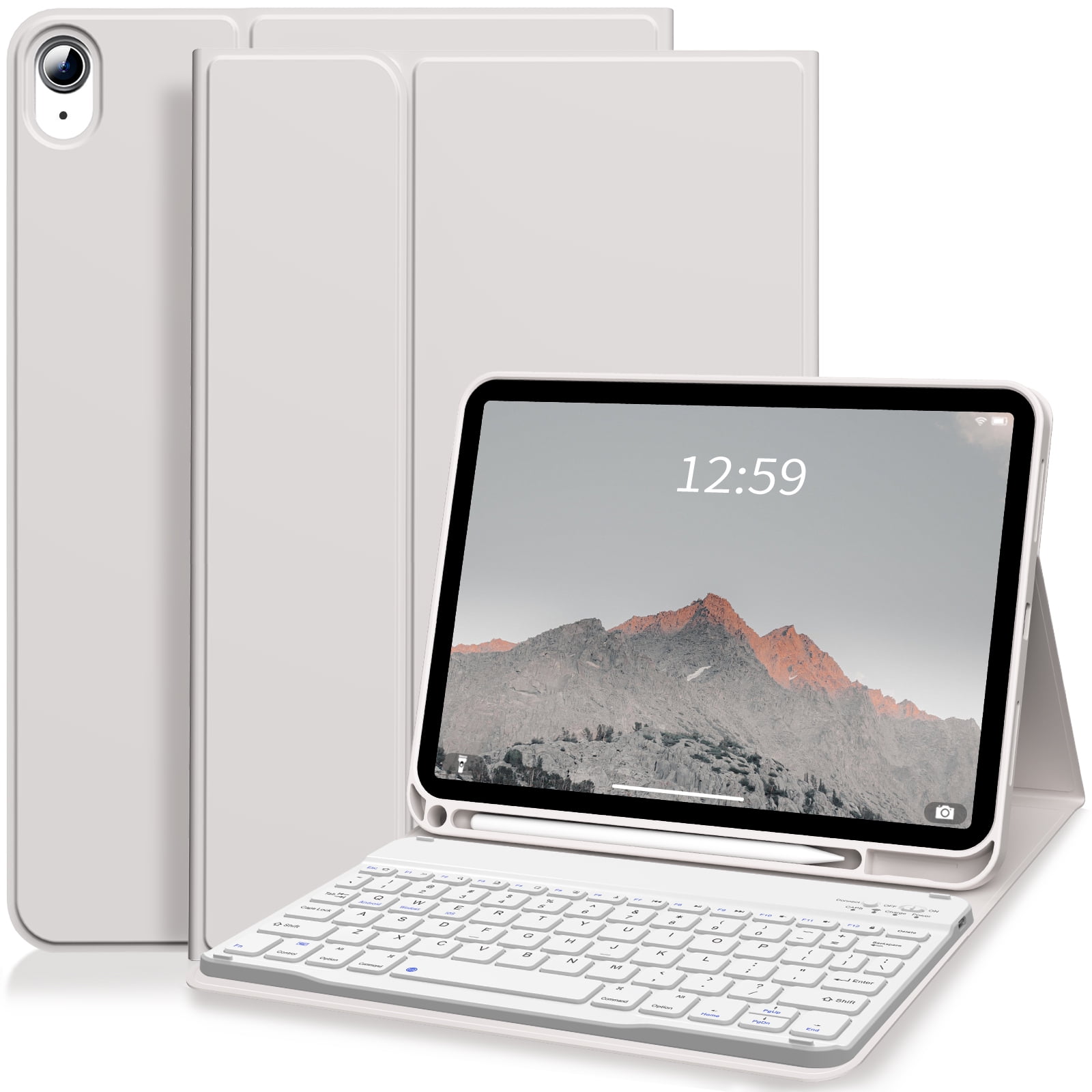 Aoub Keyboard Case for iPad 11th 10th Generation 2025 2022 A16 with Pencil Holder Magnetic Detachable Wireless Bluetooth Rechargeable Keyboard Cover for iPad 10th 10.9 inch/11th 11 inch, Grey