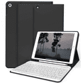 thumbnail image 1 of Aoub Keyboard Case for iPad 6th / 5th Generation 2018/2017 9.7 Inch, iPad Air / Air 2, Magnetic Detachable Wireless Bluetooth Folio Stand Rechargeable Keyboard Cover with Pencil Holder, Black, 1 of 8
