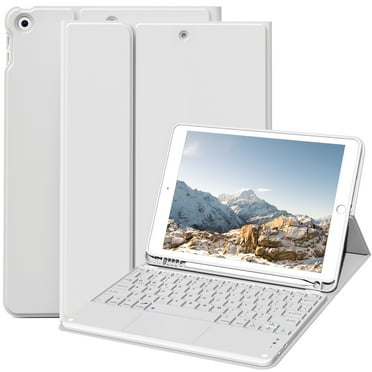 Aoub Touchpad Keyboard Case for iPad 9th/8th/7th Generation (2021/2020/2019) 10.2 Inch, with Pencil Holder, Detachable Bluetooth Trackpad Keyboard Caseand Soft TPU Stand Cover, Grey