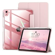 Aoub for iPad a16 11th 10th Generation Case 11 inch 10.9 inch 2025 2022, Transparent Hard Back Tri-fold Stand Smart Case, Auto Wake/Sleep, Pink