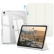 Aoub for iPad 11th (a16) Generation Case 10th Gen 11 inch 10.9 inch 2025 2022 with Pencil-holder, Detachable Transparent Hard Back Tri-fold Stand Smart Case, Auto Wake/Sleep, White