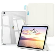 حافظة AOUB لجهاز iPad من الجيل الحادي عشر a16 الجيل العاشر 11 بوصة 10.9 بوصة 2025 2022 مع حامل قلم رصاص، حافظة ذكية ثلاثية الطي ذات ظهر صلب شفاف قابل للفصل، إيقاظ/نوم تلقائي، أبيض