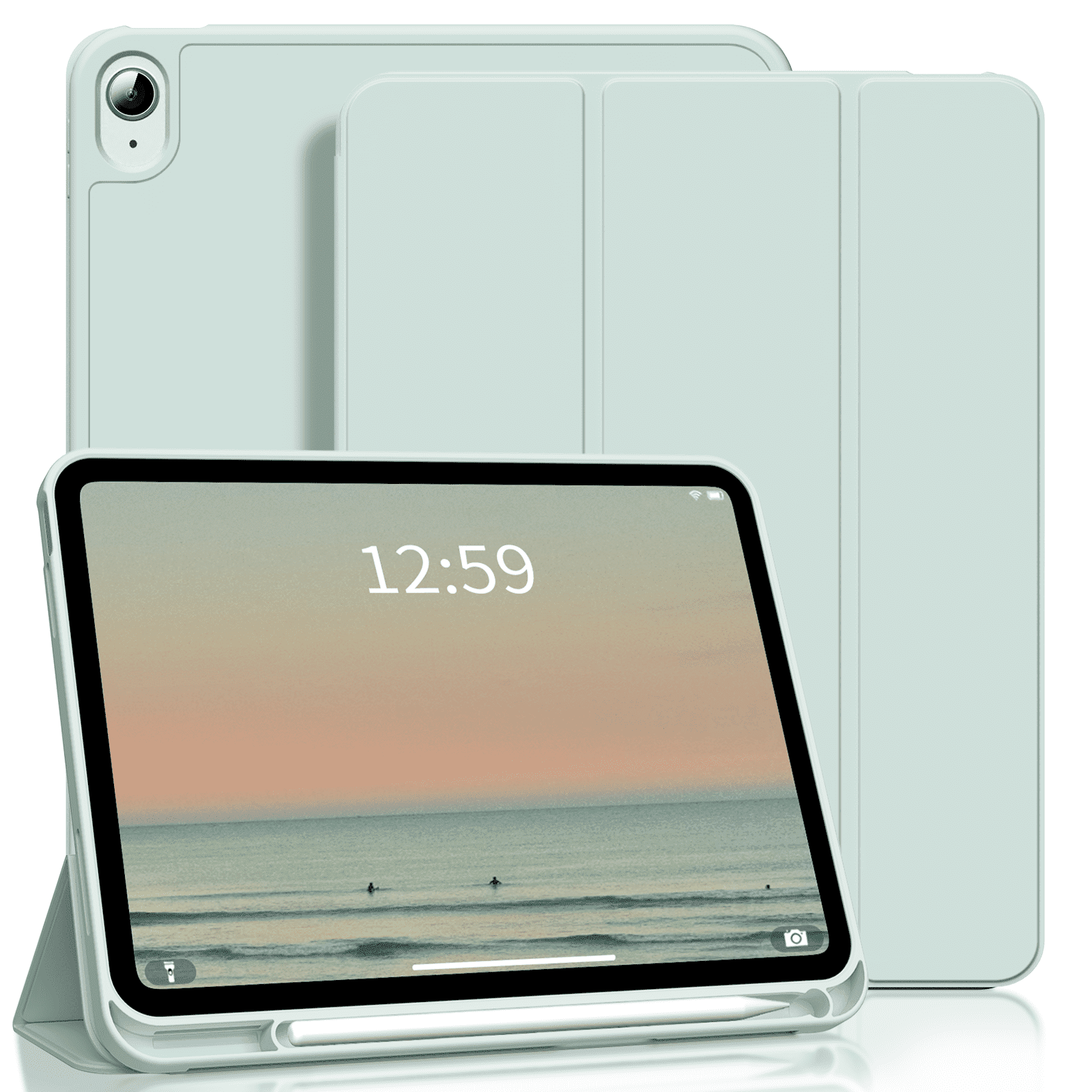 Aoub Case For IPad 10th Generation 10.9 Inch 2022 With Pencil Holder, Auto Sleep/Wake, Slim Lightweight Trifold Stand Smart Cover, Support Touch ID & Soft TPU Back Case For IPad 10th Gen
