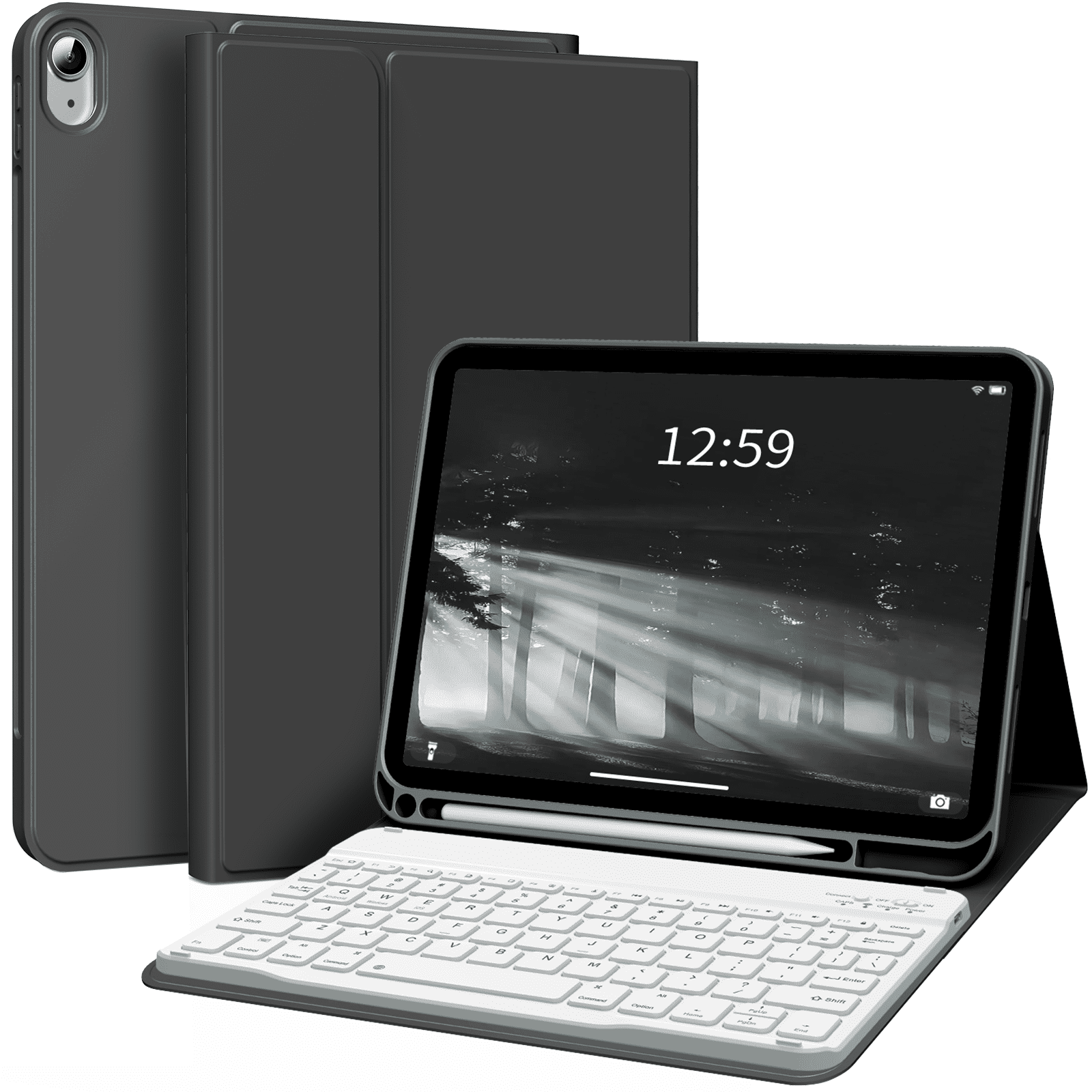 Aoub 10.9" Magnetic Tablet Case with Detachable Wireless Keyboard, Black