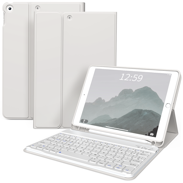Aoub iPad 9th/8th/7th Generation Keyboard Case with Pencil Holder