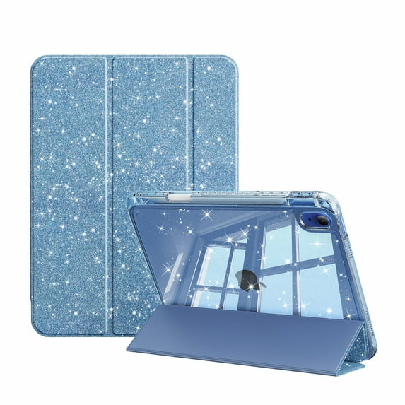 Aoub Case for iPad (A16) 11th Generation 11 inch 2025, iPad 10th Generation 10.9 Inch 2022 with Pencil Holder, Starlight Cover with Clear Hard Back Shell, Auto Wake/Sleep, Blue