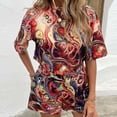 thumbnail image 1 of Aoujea 2 Piece Outfits for Women Plus Size Women's Fashion Printed T-shirt Round Neck Short Sleeve Shorts Set Two Piece Summer Sets, 1 of 5