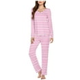 thumbnail image 1 of Aoujea 50% Off Clear! Plus Size Womens Pjs Sets Long Sleeve Pajamas for Women Comfy Casual Solid Color Casual Top Pants Pajama Set Deals, 1 of 5