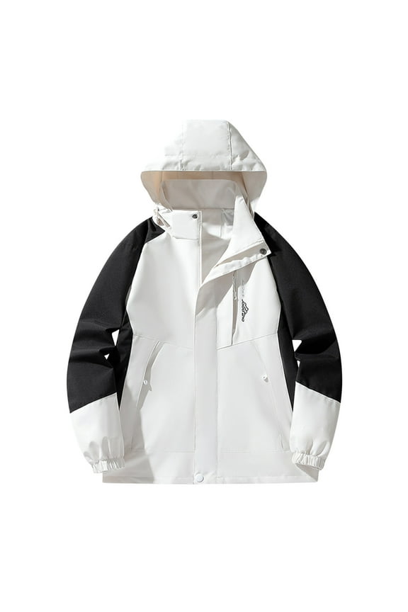 Aoujea 50% Off Clear! Women's Outdoor Single-Layer Charge Coat And Sports Mountaineering Suit Coat With Pocket on Clearance White 3XL