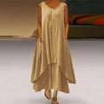 thumbnail image 1 of Aoujea Beach Dresses for Women Fashion Women Summer Casual Solid Round-Neck Sleeveless Vest Long Dress Summer Sundress Holiday, Gift on Clearance, 1 of 5