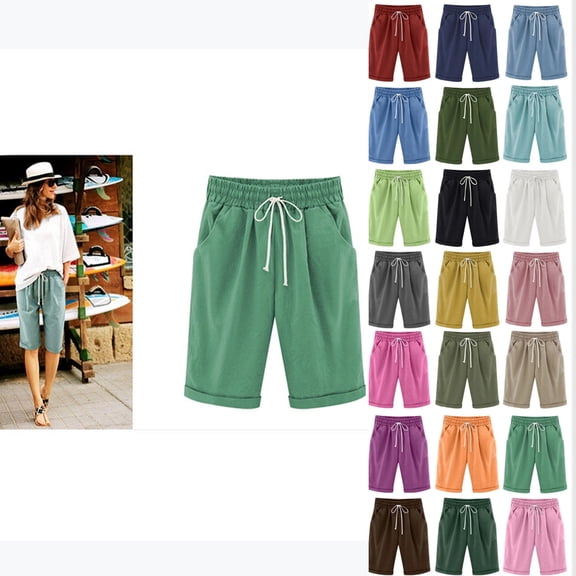 Aoujea Bermuda Casual Knee Length Pocket Shorts (Women's Plus)