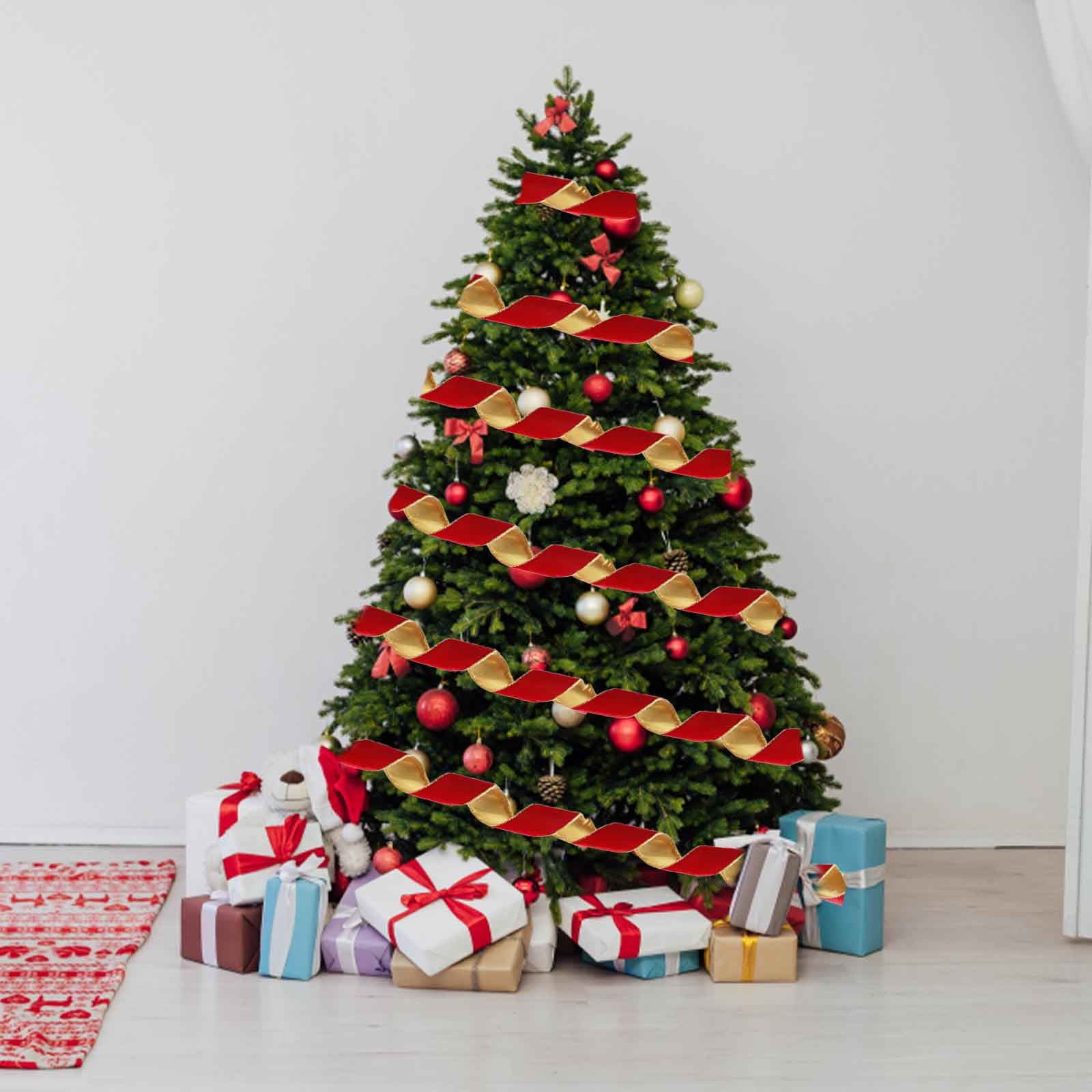 Aoujea Christmas Ribbon 6.3CM Wide Ribbon Christmas Tree Decoration Ribbon Christmas Decoration