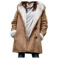 thumbnail image 1 of Aoujea Jackets for Women Winter Warm Sherpa Lined Coats Plus Size Hooded Parka Faux Suede Long Pea Coat Outerwear Classic-Fit Soft Fuzzy Jackets Overcoat S-5XL, 1 of 8