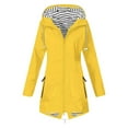 thumbnail image 1 of Aoujea Raincoats for Women with Hood Women Solid Color Rain Jacket Outdoor Hooded Windproof Loose With Pocket Coat on Clearance Yellow 2XL, 1 of 4