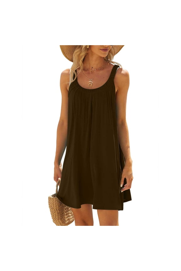 Aoujea Trendy Dresses Women's Beach Dress Bikini Beachwear Coverups Casual Vacation Short Summer Halter Dresses Sleeveless Dresses for Women 20$ & Under Dress