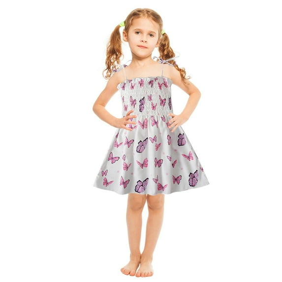 Aoujea Up to 50% off 18 Months Girl Clothes Kids Baby Girls Dress Beach Dresses Casual Sleeveless Princess Summer Dress