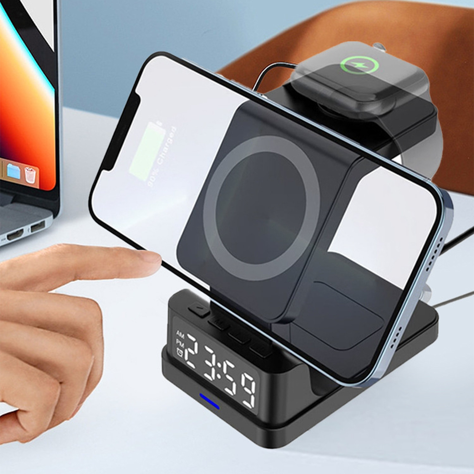 Aoujea Wireless Charging Station With Digital Alarm Clock Charging