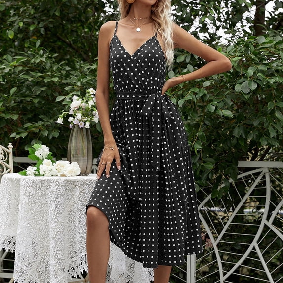 Aoujea Women Dress Women Fashion Print Long Sleeve V-Neck Casual Sundress Dress Sleeveless Dresses for Women 20$ & Under Dress