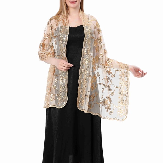 Aoujea Women's Fall Winter Shawl Wrap Scarf, Women's Sequin Shawl Wedding Dress Evening Gown Cheongsam Shawl Bride Bridesmaid Shawl Scarf Blanket Wrap Shawl Scarves