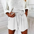 thumbnail image 1 of Aoujea Womens Shorts Women Plus Size Shorts Fashion Women's Summer Casual Drawstring Lacing Pocket Solid Color Shorts White on Clearance, 1 of 8